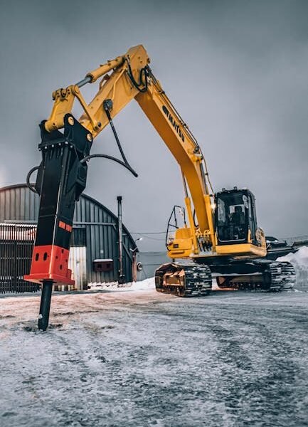 Kelmo rovimas su sunkia technika – ekskavatorius šalina kelmą lauke